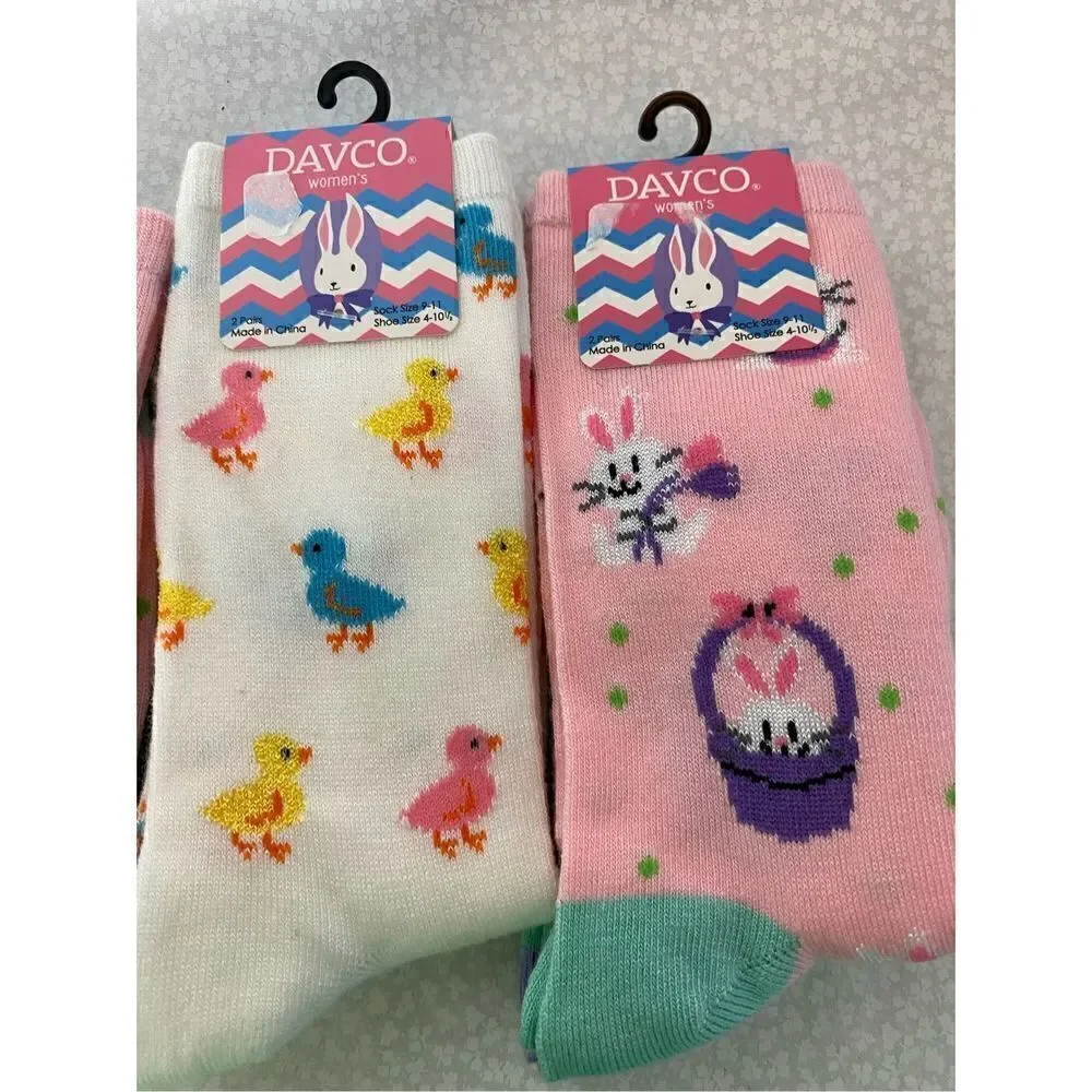 DAVCO WOMEN’S CUTE EASTER SOCKS SIZE 9-11 SHOE SIZE 4-10.5 - 8 PAIR